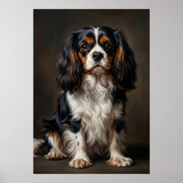 Póster de retrato oscuro del Cavalier King Charles