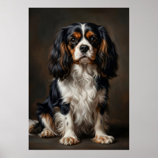 Póster de retrato oscuro del Cavalier King Charles