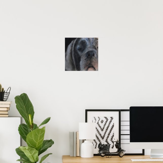 Póster de retrato pastel de Gran Danés azul (Oficina en casa)