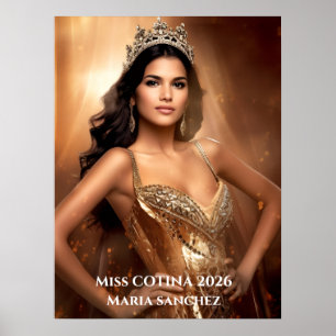 Póster de retrato personal del concurso de belleza