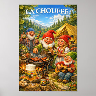 Póster de reunión de cerveza alrededor de una foga