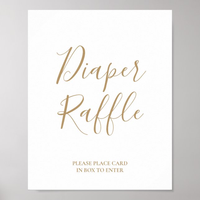 Póster de rifa de pañales con caligrafía dorada (Frente)