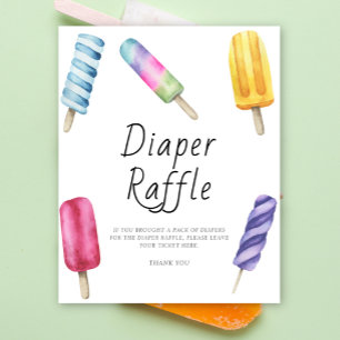 Póster de rifa de pañales para baby shower de pale