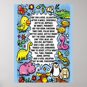 Póster de Rima de Adiós Cocodrilo – Animal Cute