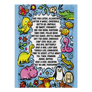 Póster de Rima de Adiós Cocodrilo – Animal Cute
