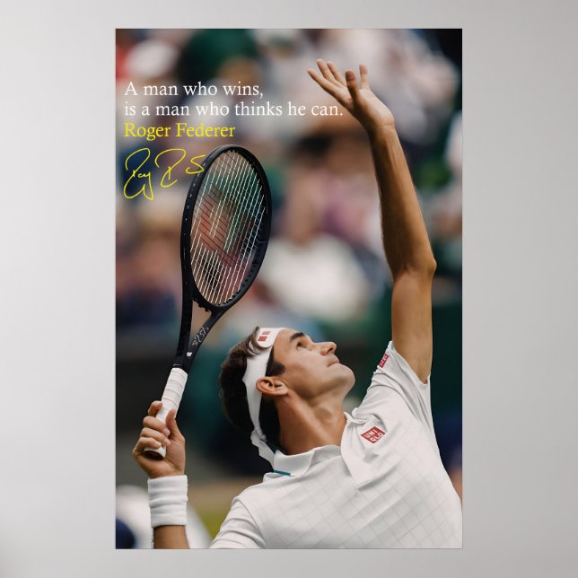 Póster de Roger Federer Arte motivacional de tenis (Frente)