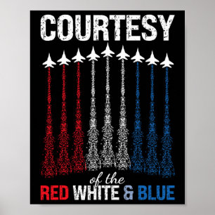 Póster De Rojo Azul Blanco Ee.Uu. Combatir Jets 4 De Juli