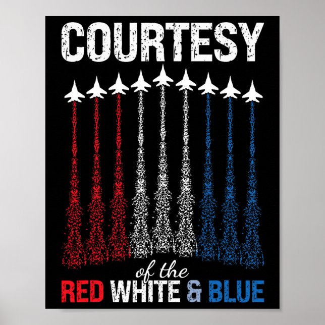 Póster De Rojo Azul Blanco Ee.Uu. Combatir Jets 4 De Juli (Frente)