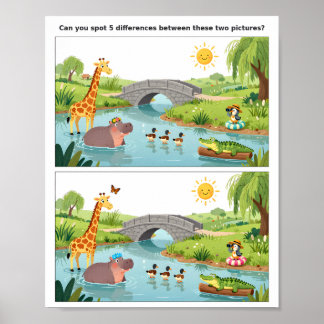 Póster de rompecabezas de diferencias de colores 