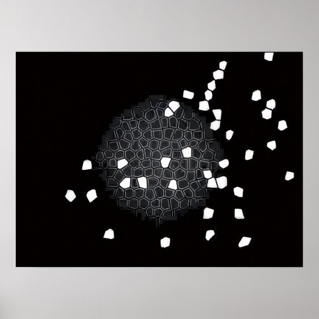 Póster de rompecabezas roto en blanco y negro (Frente)