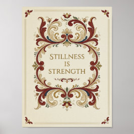 Póster de Rosemaling Nórdico, “La Quietud es Fuerz