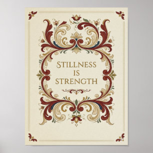 Póster de Rosemaling Nórdico, “La Quietud es Fuerz