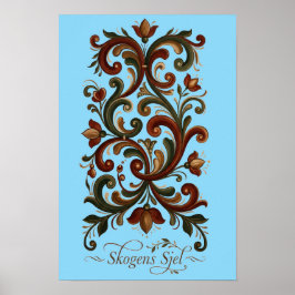 Póster de Rosemaling Nórdico, Skogens Sjel Escandi