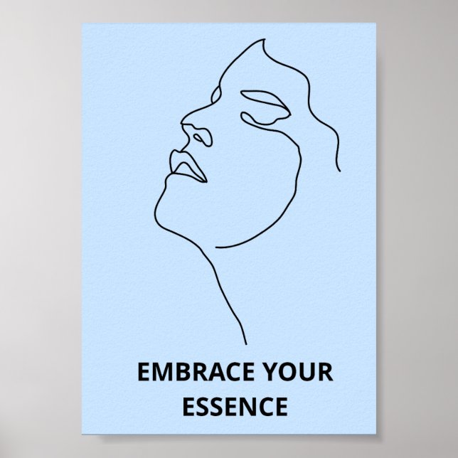 Póster de rostro de mujer con línea de arte azul s (Frente)