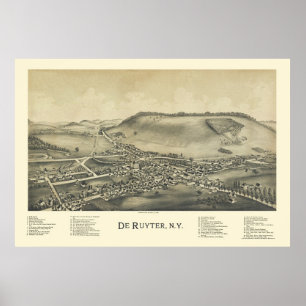 Póster De Ruyter, NY Panoramic Map - 1892