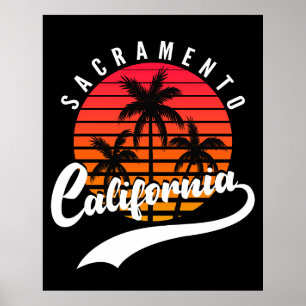Póster de Sacramento Retro Atardecer