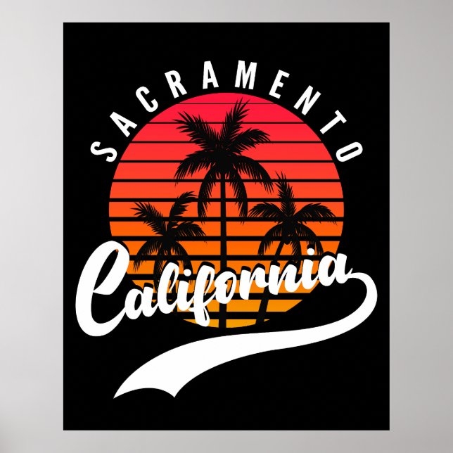 Póster de Sacramento Retro Atardecer (Frente)