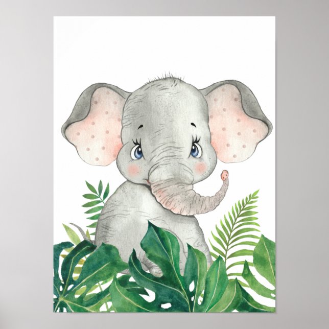 Póster de Safari en la Jungla Elefante Bebé (Frente)
