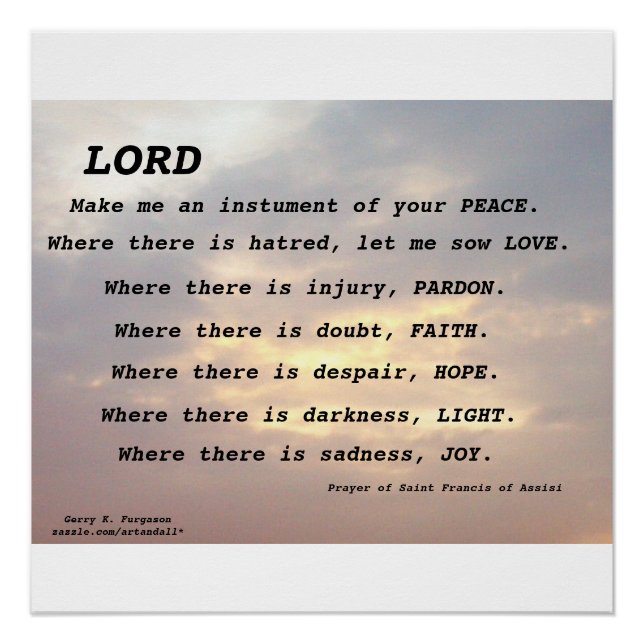 POSTER DE SAINT FRANCIS PRAYER GLOSSY (Anverso)