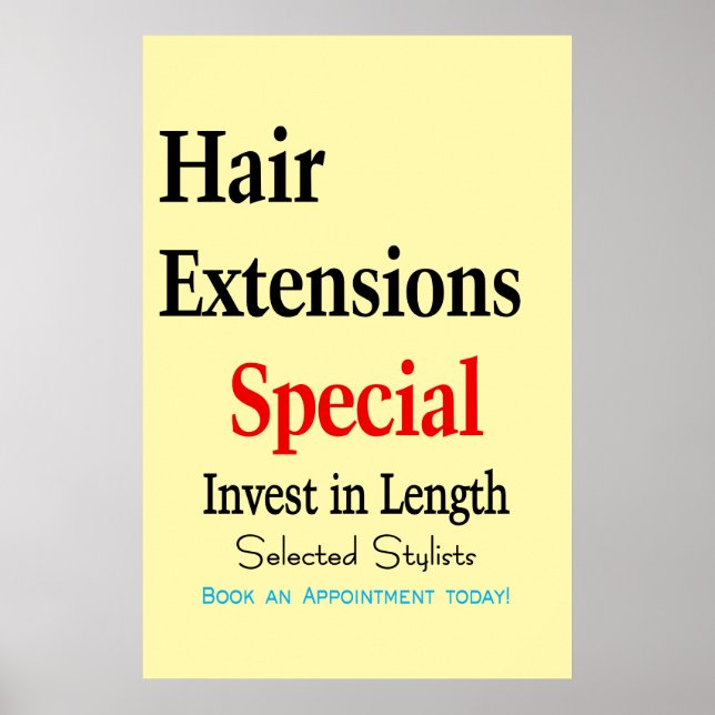 Póster de Salón Barbería Extensiones de Pelo Longi (Frente)