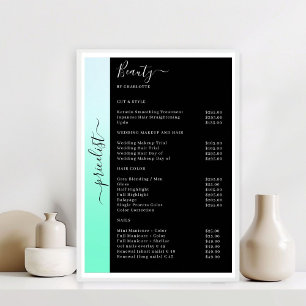 Póster de salón de precios de Ombre y negro