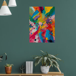Póster de Salpicaduras de Pintura Acrílica Abstrac