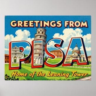 Póster de saludos antiguos de Pisa