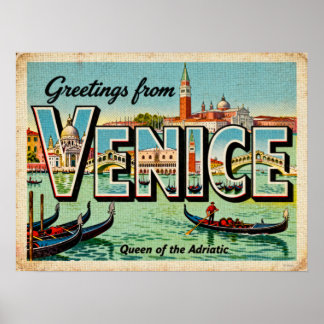 Póster de saludos antiguos de Venecia