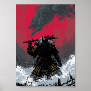 Póster de Samurái de Fantasía Oscura