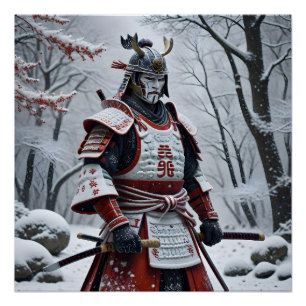 póster de samurái japonés