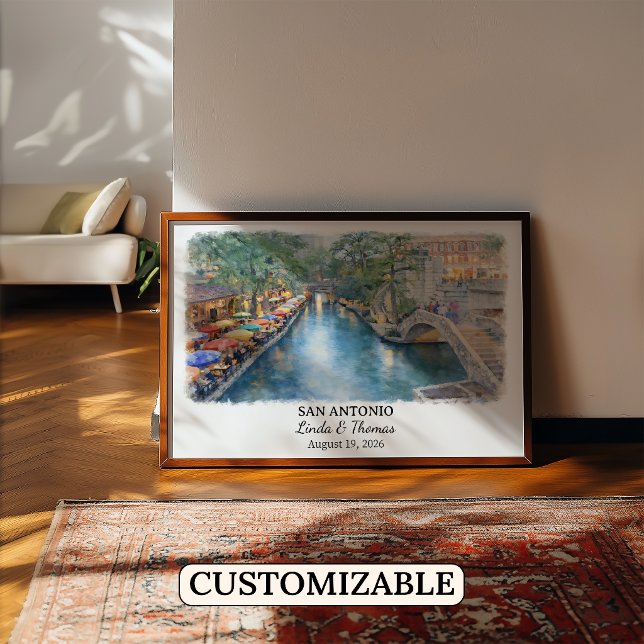 Póster de San Antonio Texas, Acuarela, Personaliza (Subido por el creador)