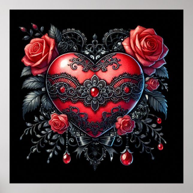 Póster de San Valentín Corazón Gótico (Frente)