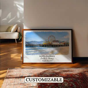 Póster de Santa Bárbara California, Acuarela, Cust