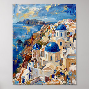 Póster de Santorini Lujo Pintura al Óleo Abstracta