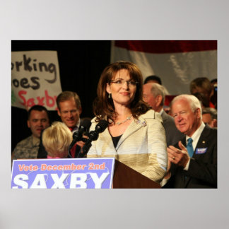 Póster de Sarah Palin en la concentración de Chamb