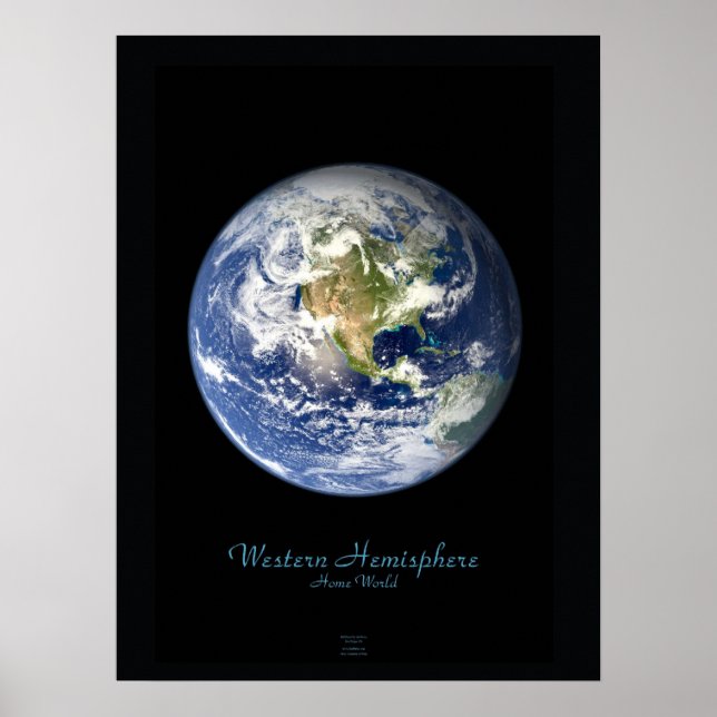 Póster de satélite del hemisferio occidental (Frente)
