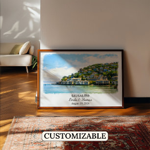 Póster de Sausalito California, Acuarela, Personal