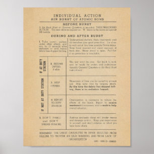 Póster de seguridad de la bomba atómica vintage de