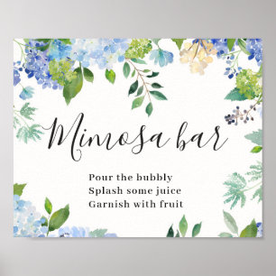 Póster de Señal de Bar Mimosa Chic Floral Hortensi