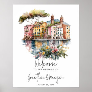 Poster de señal de bienvenida de boda Riviera Ital