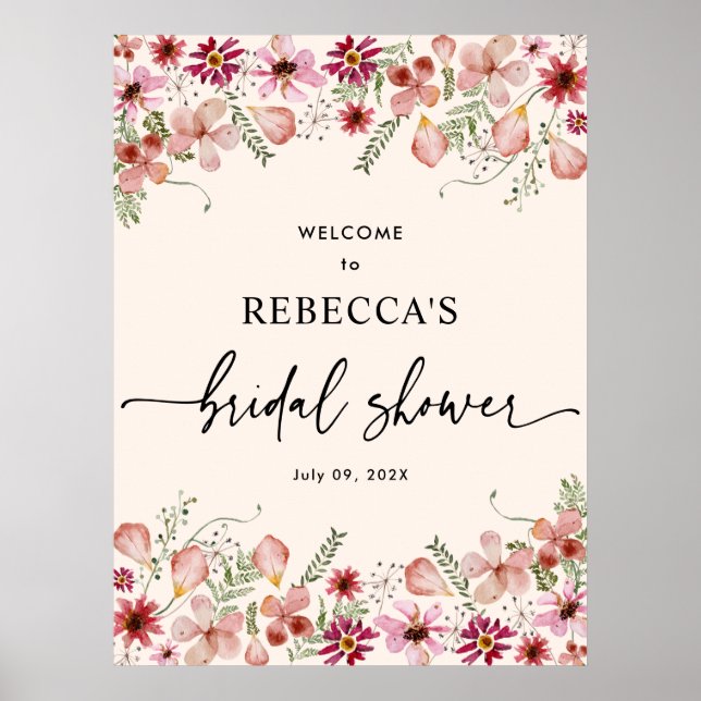 Poster de señal de bienvenida de ducha de novia de (Frente)