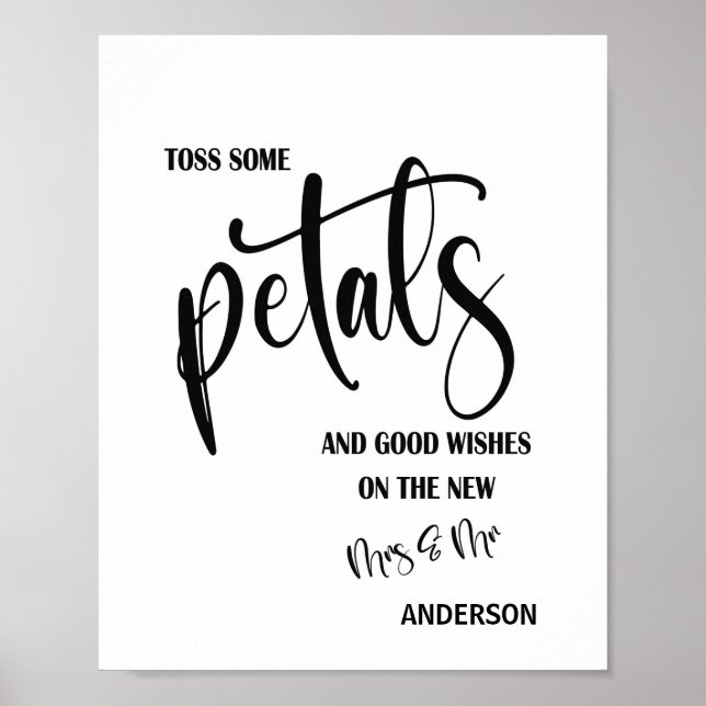 Póster de señal de boda con pétalos (Frente)