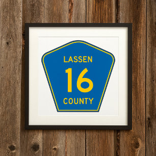 Póster de señal de carretera del condado de Lassen