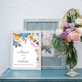 Póster de señal de consejos y deseos de Hortensia