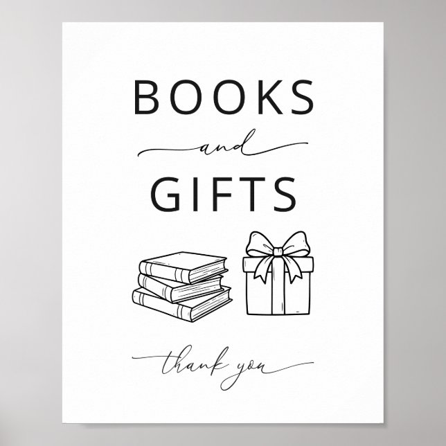 Póster de Señal de Libros y Regalos Minimalistas (Frente)