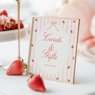 Póster de señal de mesa de tarjetas y regalos de f
