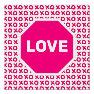 Póster de señal de parada de amor rosa