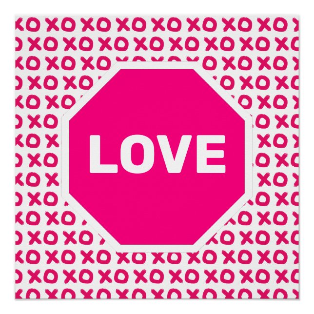 Póster de señal de parada de amor rosa (Anverso)