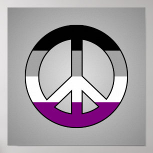 Poster de señal de paz de bandera de asexualidad