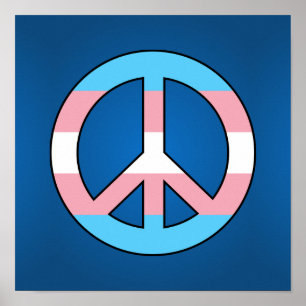 Poster de señal de paz de bandera transgénero